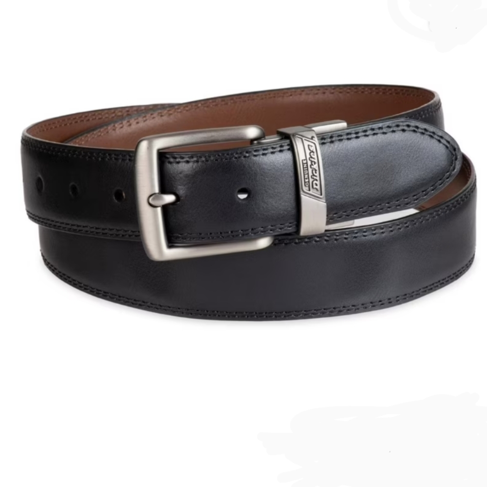 Genuine Dickies Reversible Black To Brown Leather Belt with Metallic Buckle 32"